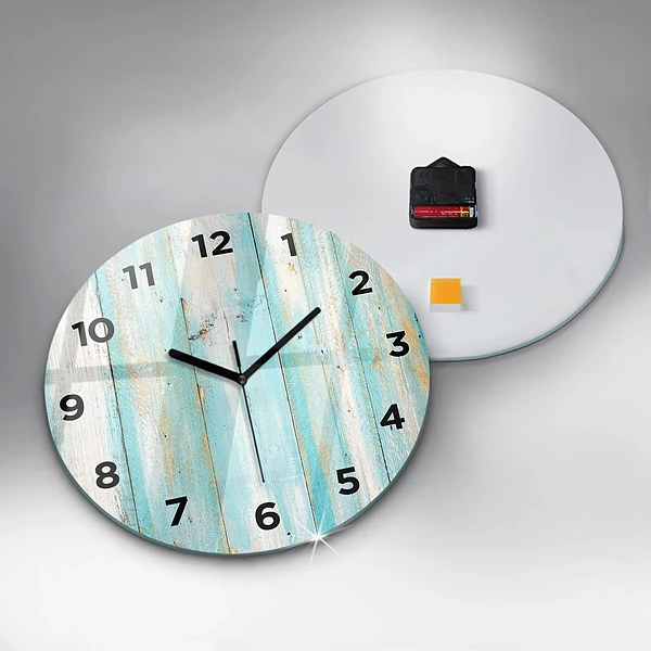 Wanduhr rund Blaue Bretter