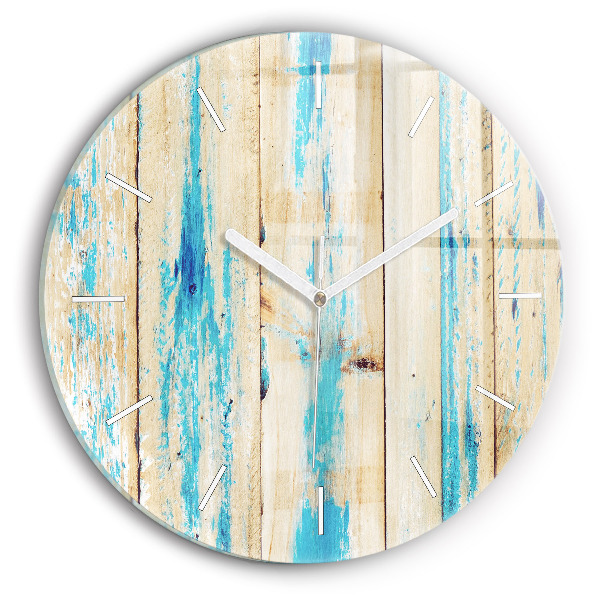 Wanduhr glas rund Zerkratztes Holz