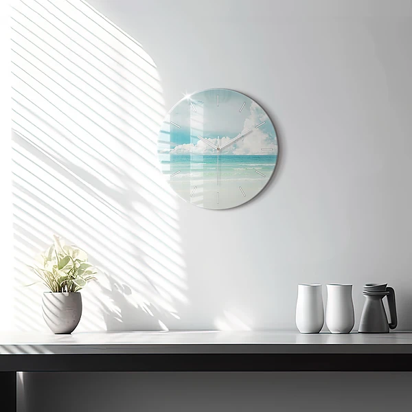 Wanduhr glas rund Landschaft mit Meer