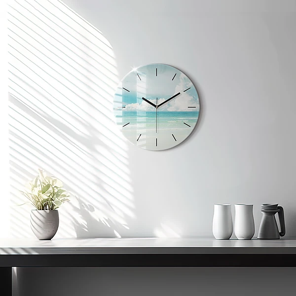 Wanduhr glas rund Landschaft mit Meer