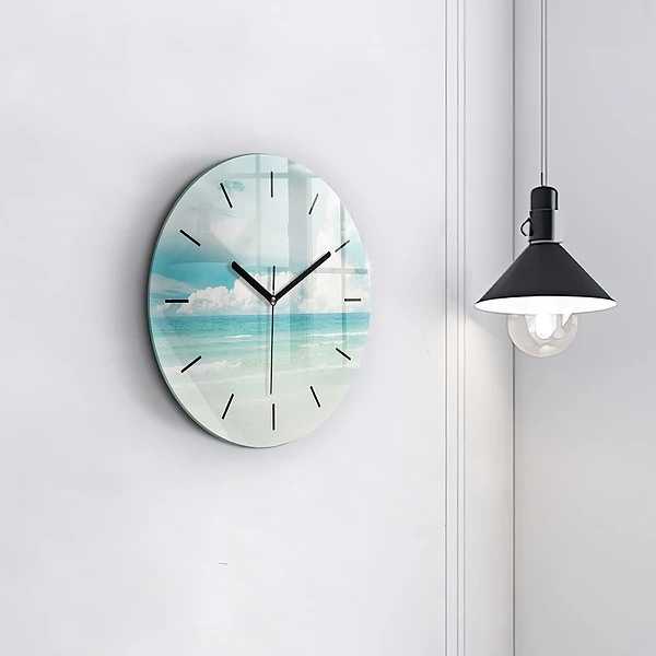 Wanduhr glas rund Landschaft mit Meer