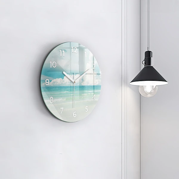 Wanduhr glas rund Landschaft mit Meer