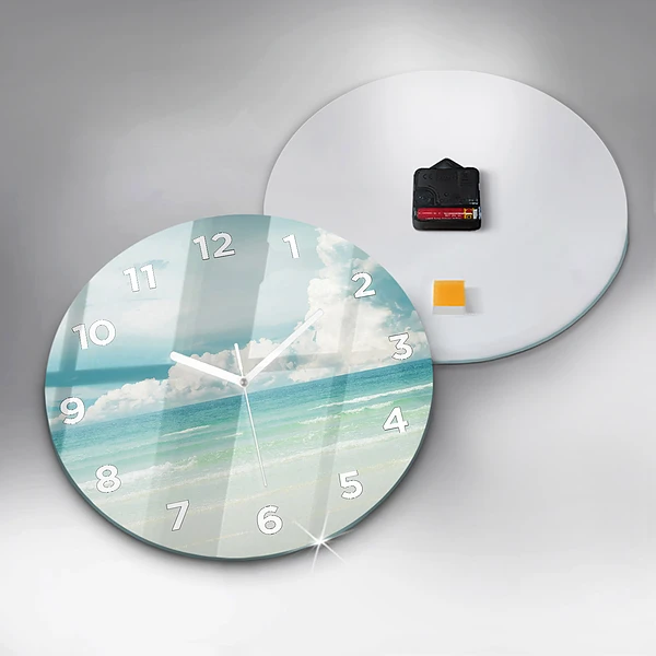 Wanduhr glas rund Landschaft mit Meer