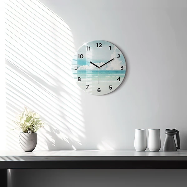 Wanduhr glas rund Landschaft mit Meer
