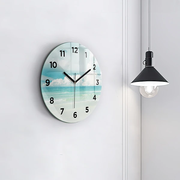 Wanduhr glas rund Landschaft mit Meer