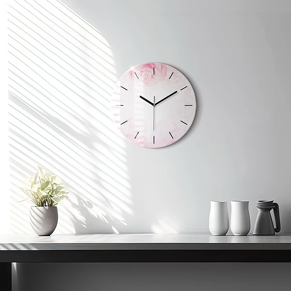 Wanduhr rund Abstrakte Rosen