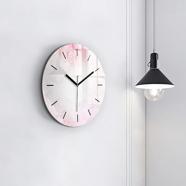 Wanduhr rund Abstrakte Rosen