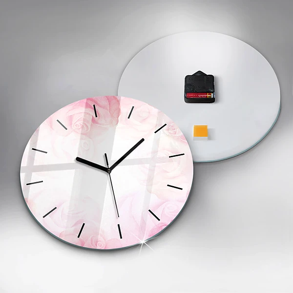 Wanduhr rund Abstrakte Rosen