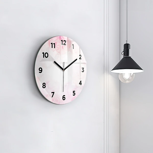 Wanduhr rund Abstrakte Rosen