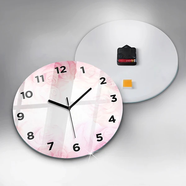 Wanduhr rund Abstrakte Rosen