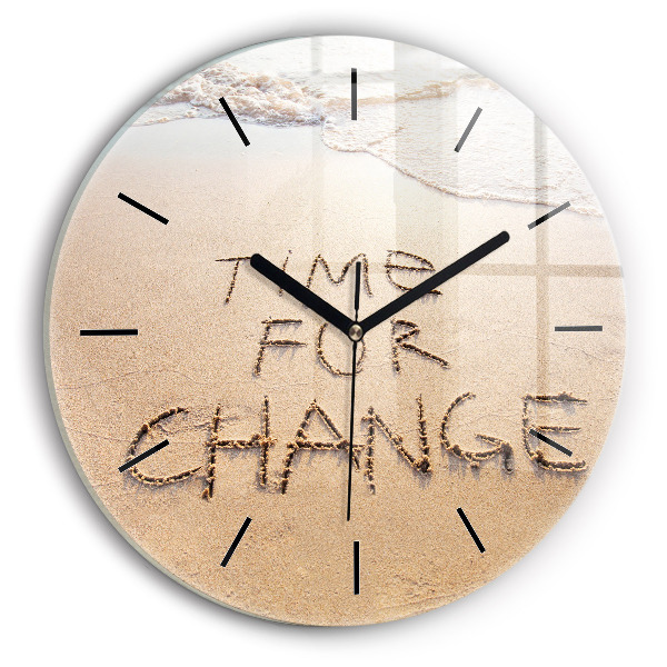 Wanduhr rund Zitat am Strand