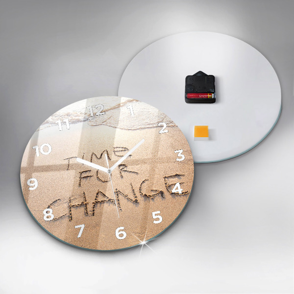 Wanduhr rund Zitat am Strand