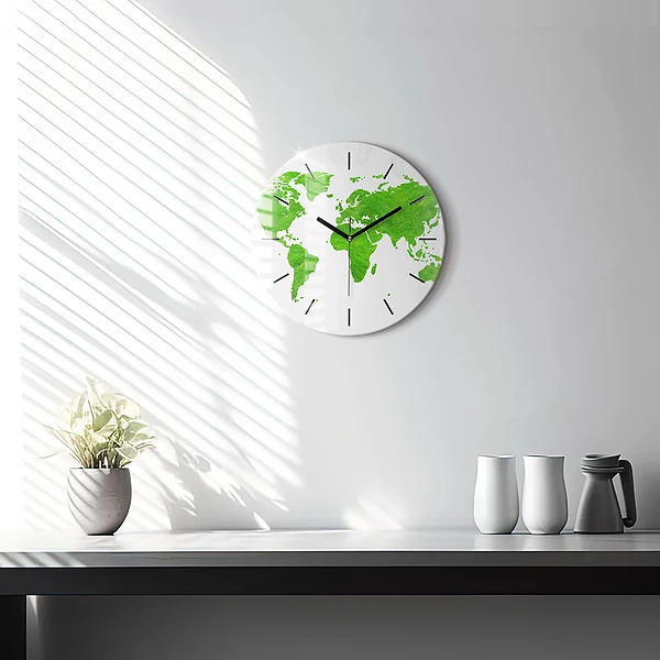 Wanduhr rund mit motiv Karte mit grünem Gras