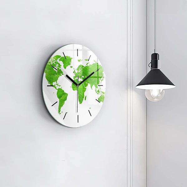 Wanduhr rund mit motiv Karte mit grünem Gras