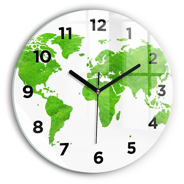 Wanduhr rund mit motiv Karte mit grünem Gras