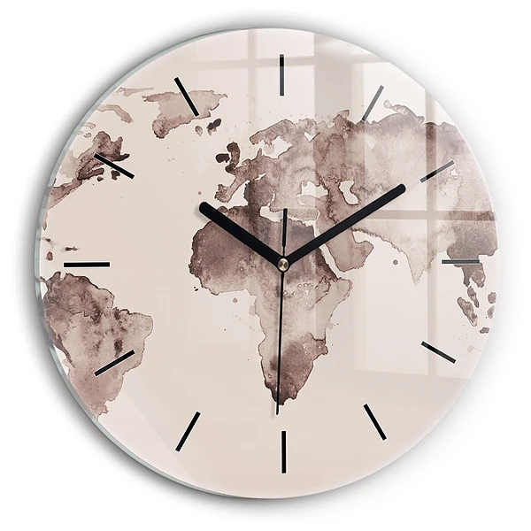 Wanduhr rund Aquarellkarte der Welt