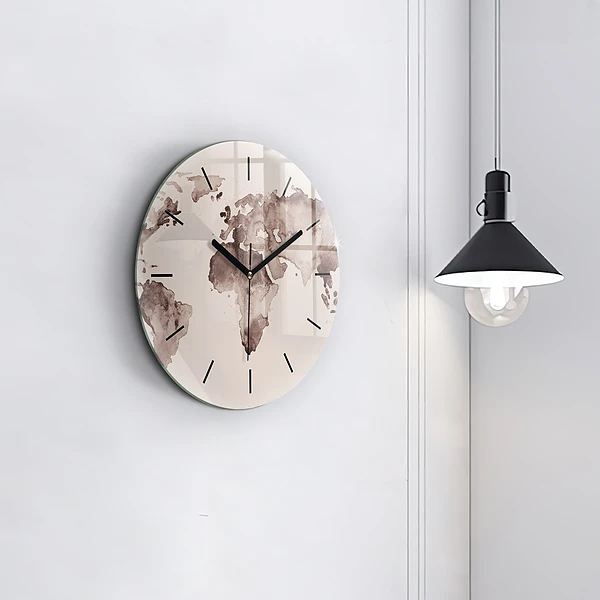 Wanduhr rund Aquarellkarte der Welt