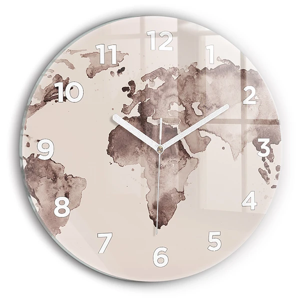 Wanduhr rund Aquarellkarte der Welt