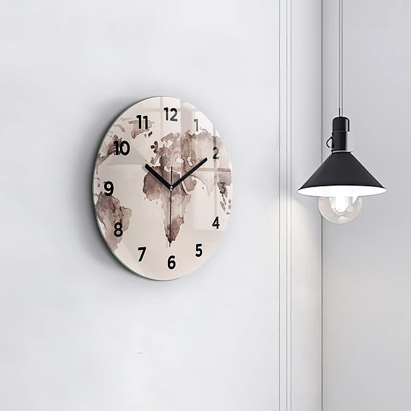 Wanduhr rund Aquarellkarte der Welt