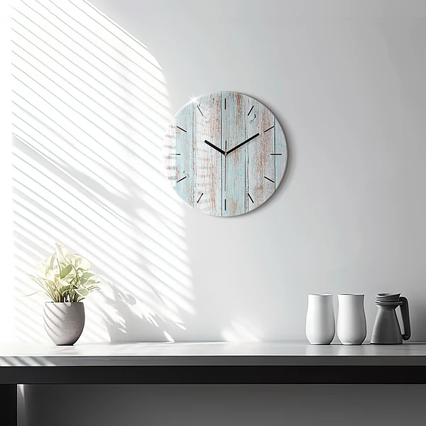 Wanduhr glas rund Pastell Holz