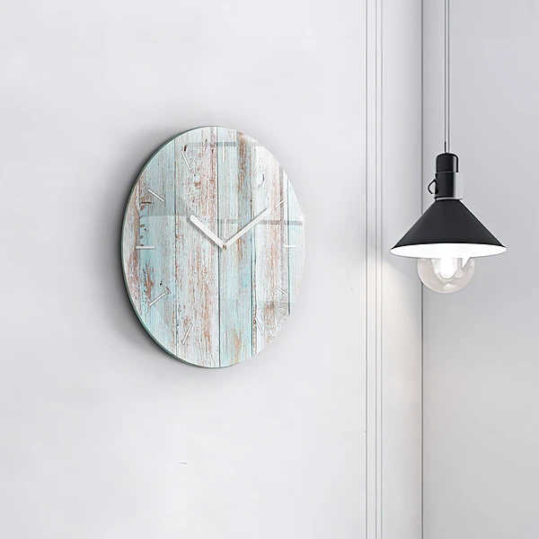 Wanduhr glas rund Pastell Holz