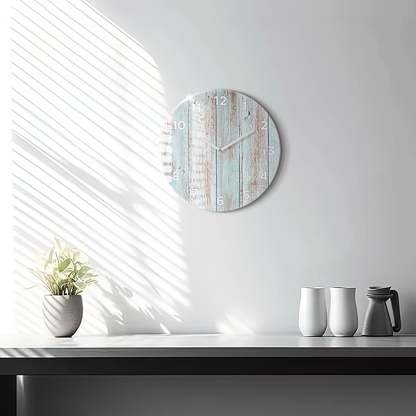 Wanduhr glas rund Pastell Holz