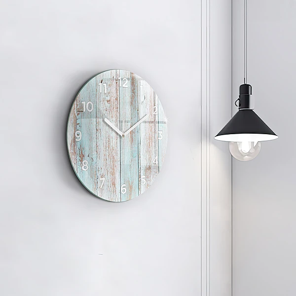 Wanduhr glas rund Pastell Holz