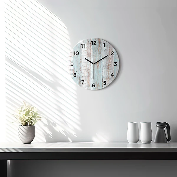 Wanduhr glas rund Pastell Holz