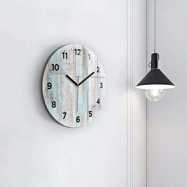 Wanduhr glas rund Pastell Holz