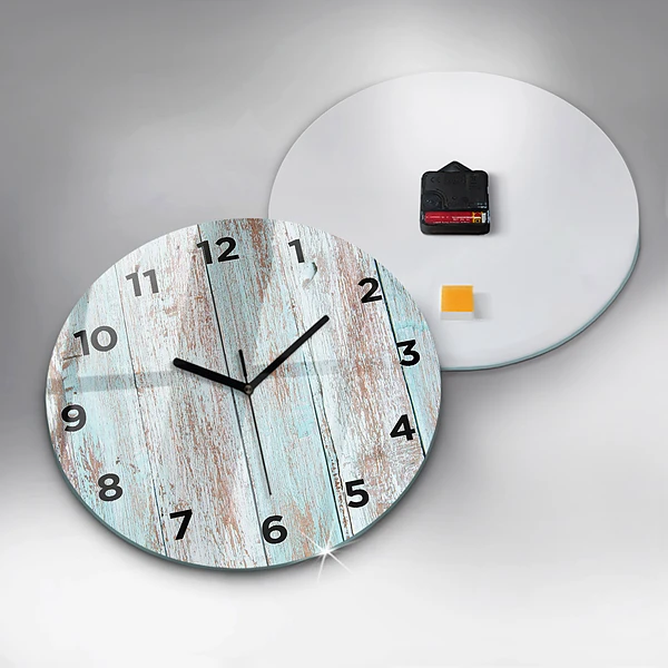 Wanduhr glas rund Pastell Holz