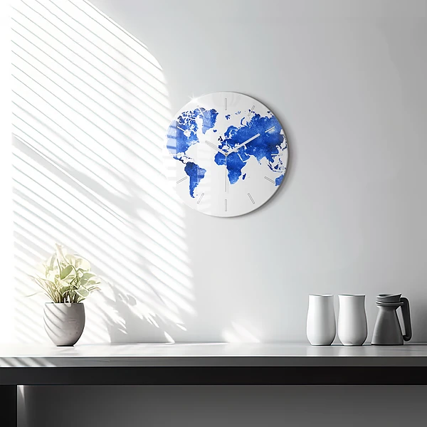 Wanduhr glas rund Kosmische Weltkarte