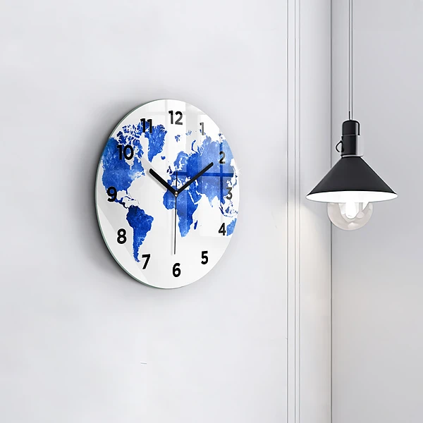 Wanduhr glas rund Kosmische Weltkarte
