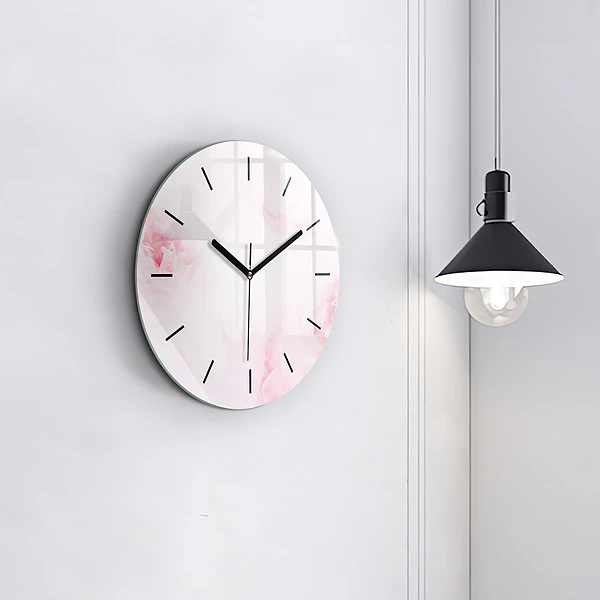Wanduhr rund mit motiv Blühende Blumen