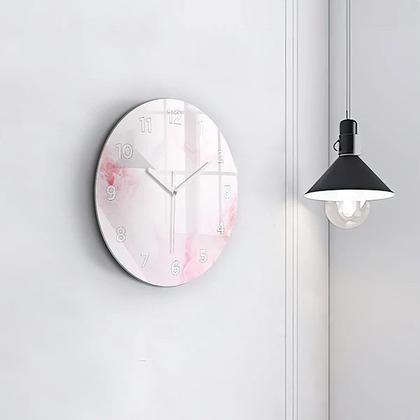 Wanduhr rund mit motiv Blühende Blumen