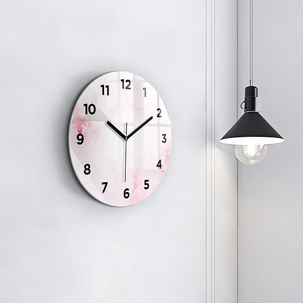 Wanduhr rund mit motiv Blühende Blumen