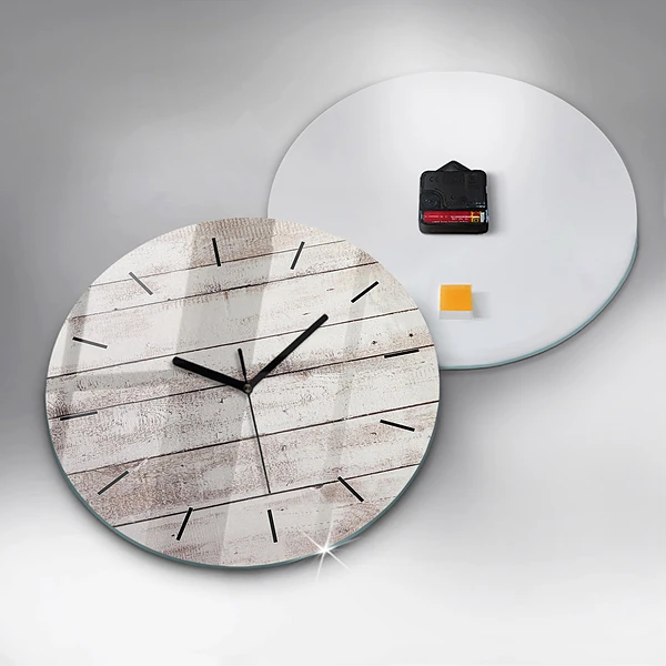 Wanduhr rund Helle Holzbretter