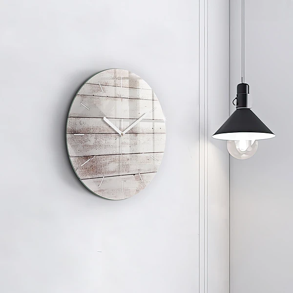 Wanduhr rund Helle Holzbretter