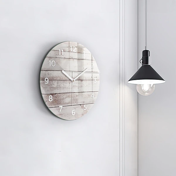 Wanduhr rund Helle Holzbretter