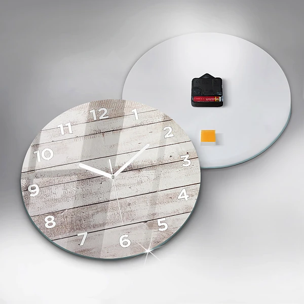 Wanduhr rund Helle Holzbretter