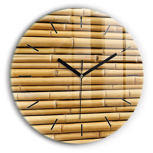 Wanduhr rund mit motiv Bambus Stangen