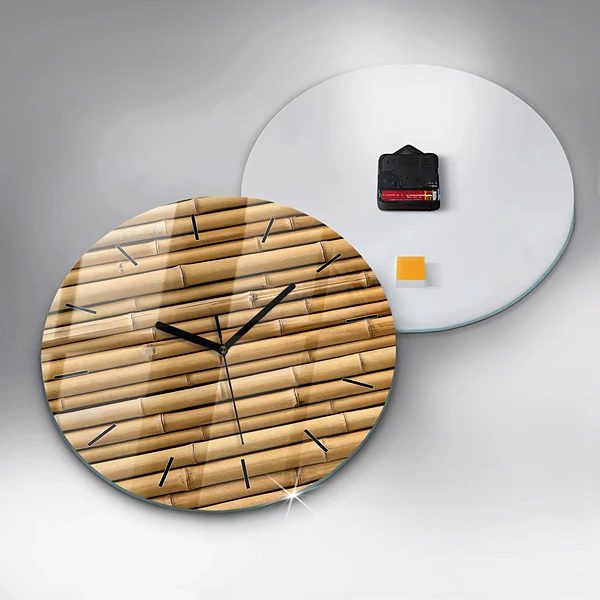 Wanduhr rund mit motiv Bambus Stangen