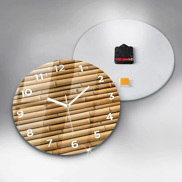 Wanduhr rund mit motiv Bambus Stangen