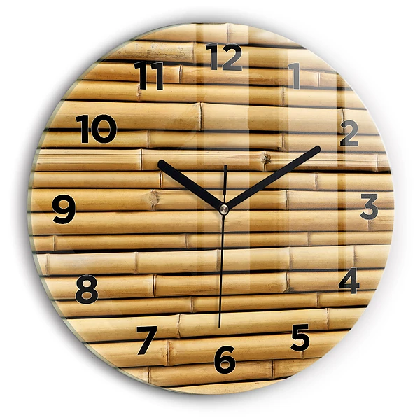 Wanduhr rund mit motiv Bambus Stangen