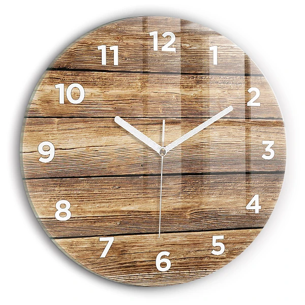 Wanduhr rund Hölzerne Bretter