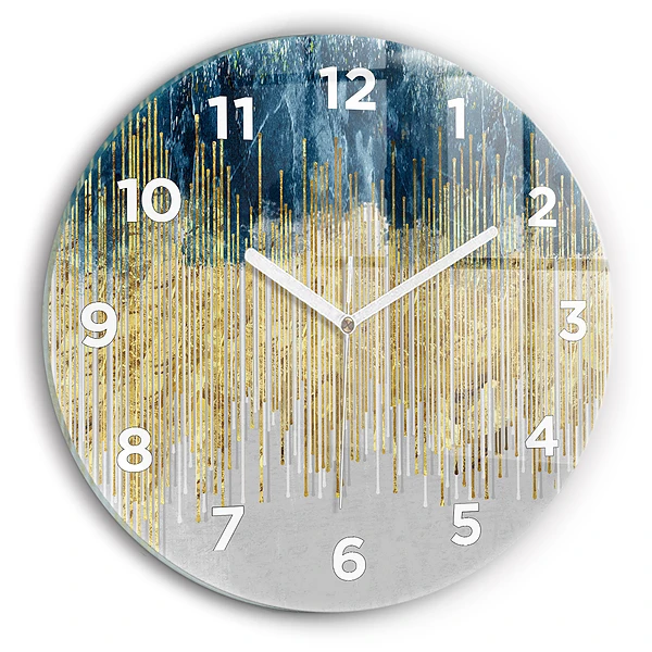 Wanduhr rund Dekoratives Muster und Gold