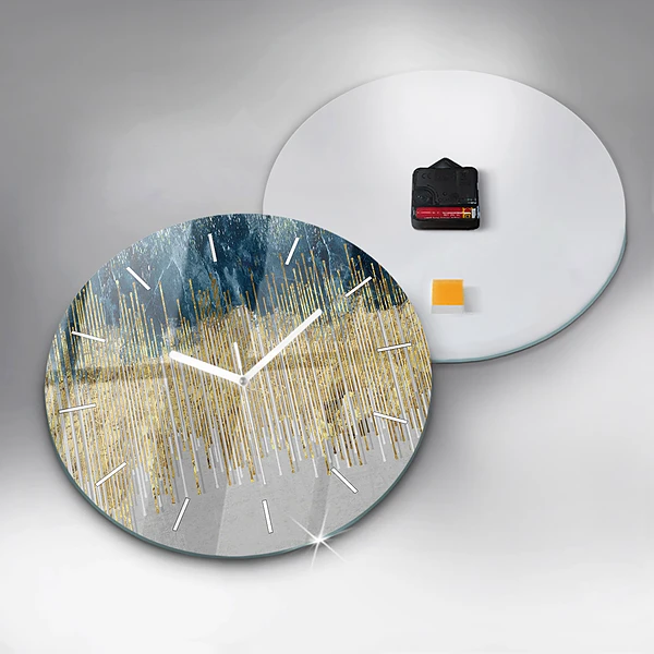 Wanduhr rund Dekoratives Muster und Gold
