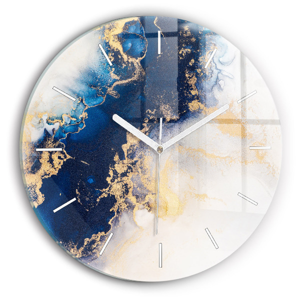 Wanduhr glas rund Marmoriertes Muster