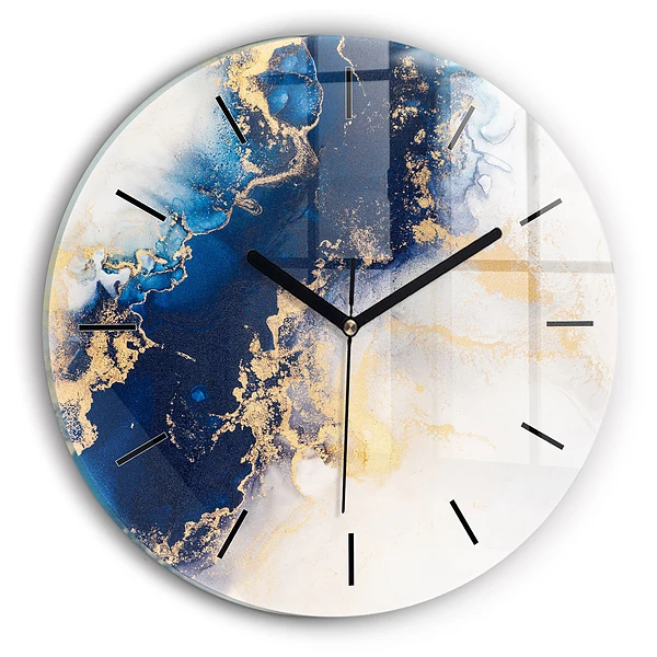 Wanduhr glas rund Marmoriertes Muster