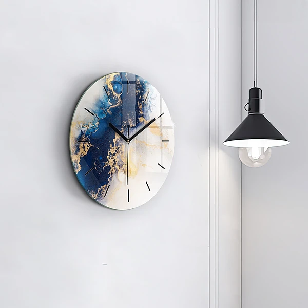 Wanduhr glas rund Marmoriertes Muster