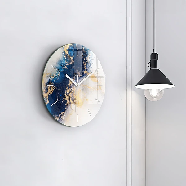 Wanduhr glas rund Marmoriertes Muster